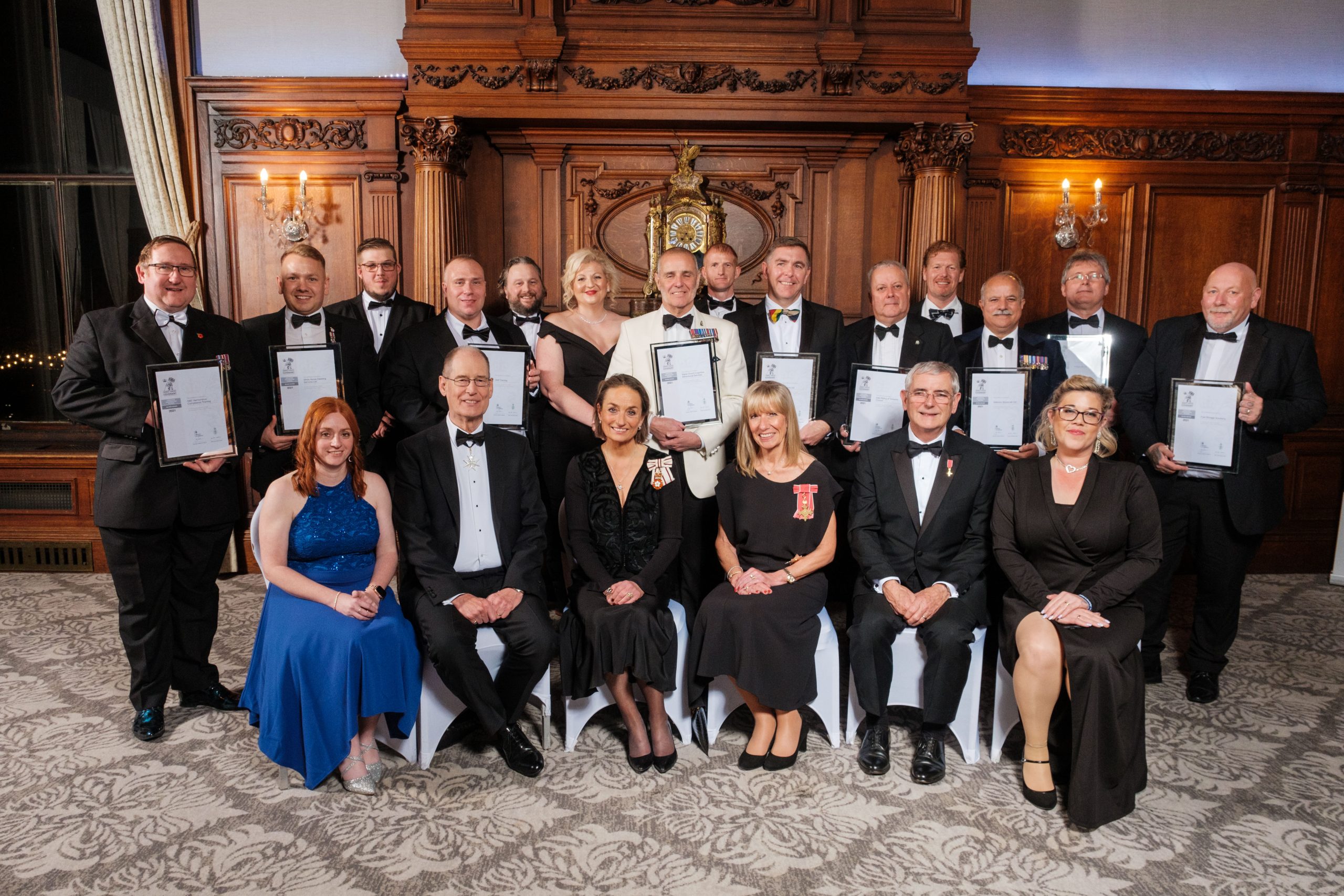 All of the 2021 Silver Employer Recognition Scheme award winners with the four regional HM Lord-Lieutenant's