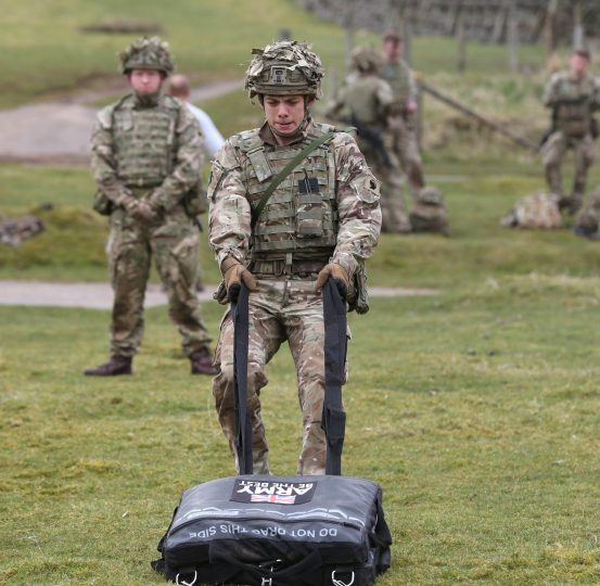 Reservist Jeremy Turner practices casualty drag