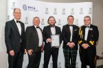 HM Lord-Lieutenant of West Yorkshire Ed Anderson with award winners from Squarcle Consulting Ltd Allen Noble, Rob Ladell and Mark Bragg with Commodore Phil Waterhouse