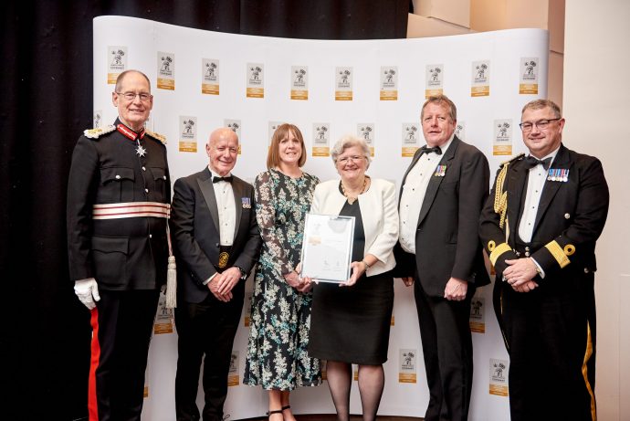 HM Lord-Lieutenant of West Yorkshire Ed Anderson with award winners from North East Lincolnshire Council and Commodore Phil Waterhouse
