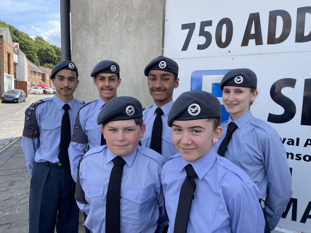 Cadets in Air cadet uniform smiling