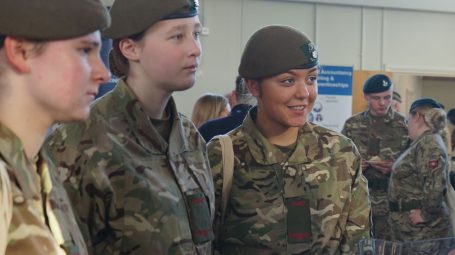 Three female cadets standing