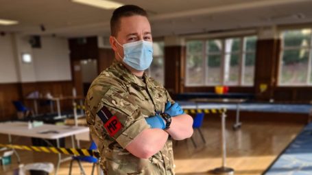 RAF reserve in PPE ready for Covid-testing