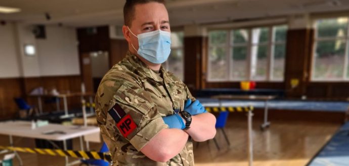 RAF reserve in PPE ready for Covid-testing