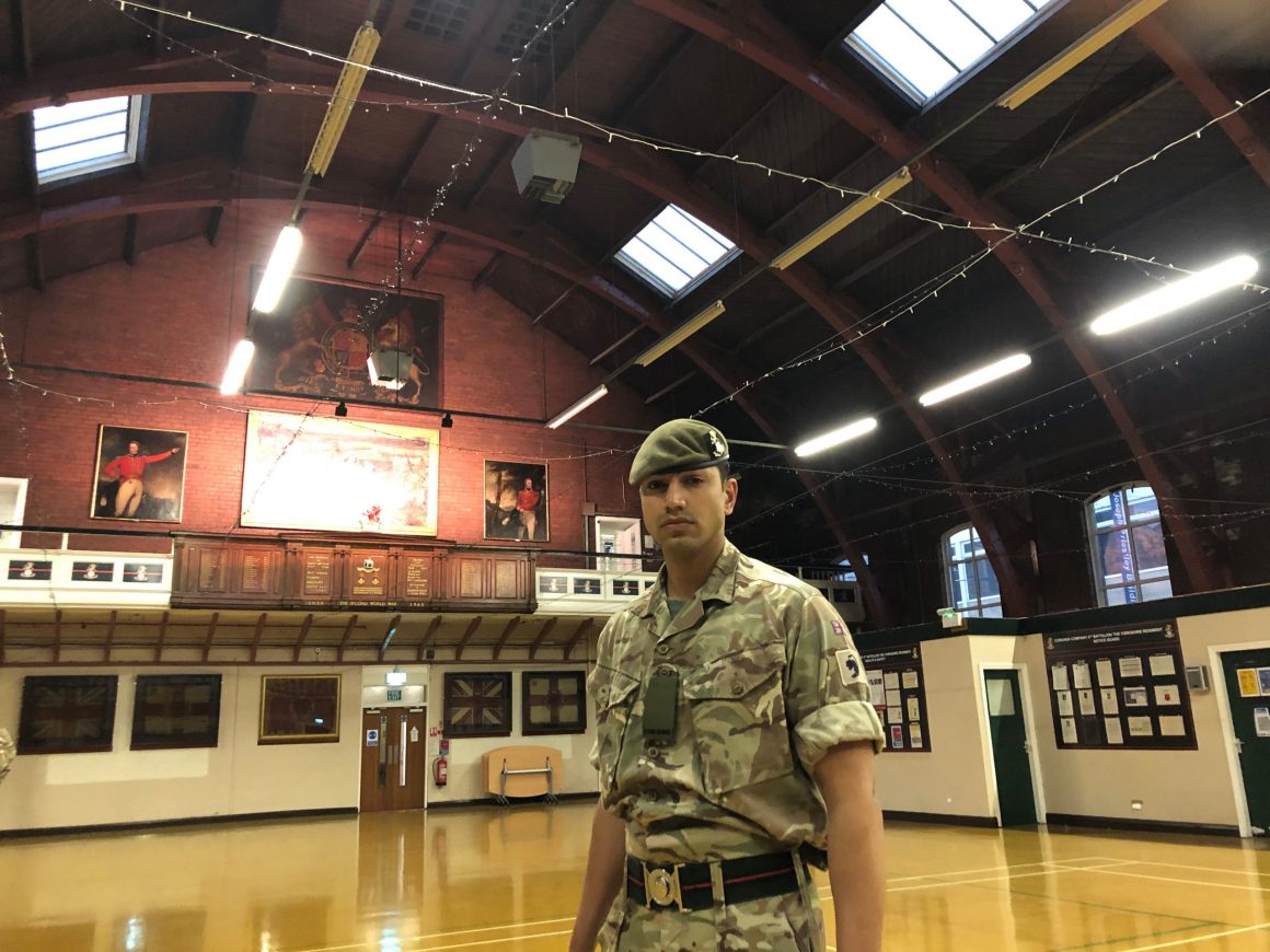 Single reservist in vast old drill hall