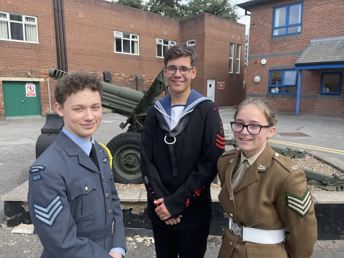 Three cadets - one from each service