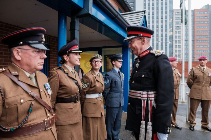 A line of reserves, meeting the Lord Lieutenant