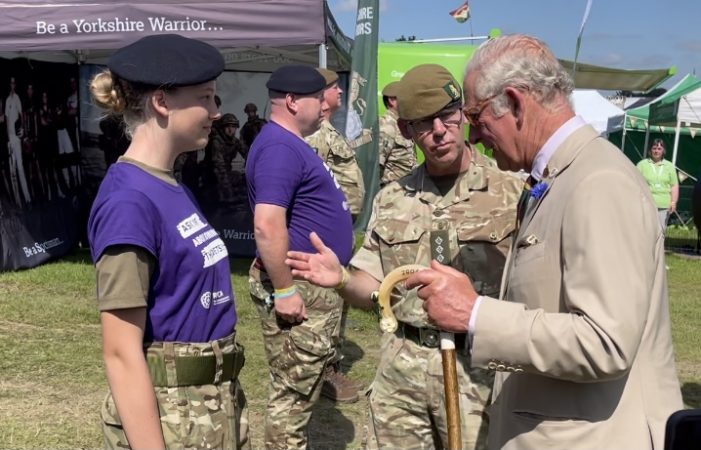 Cadet being introduced to Prince Charles