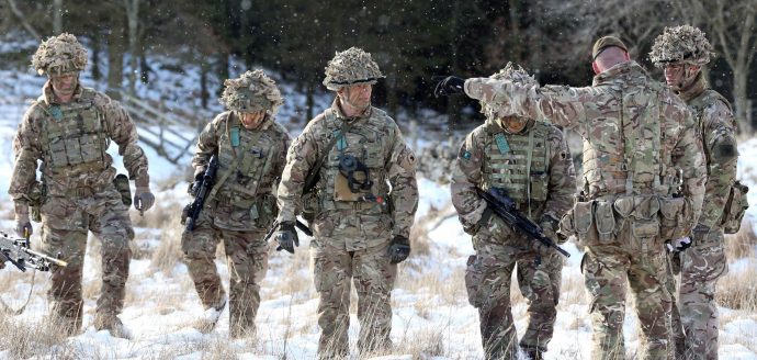 A group of army reservists on exercise